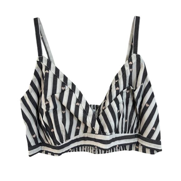 Old Navy Cross Front Poplin Bralette Womens Size Large Navy Pink NWT Hearts - Picture 2 of 5